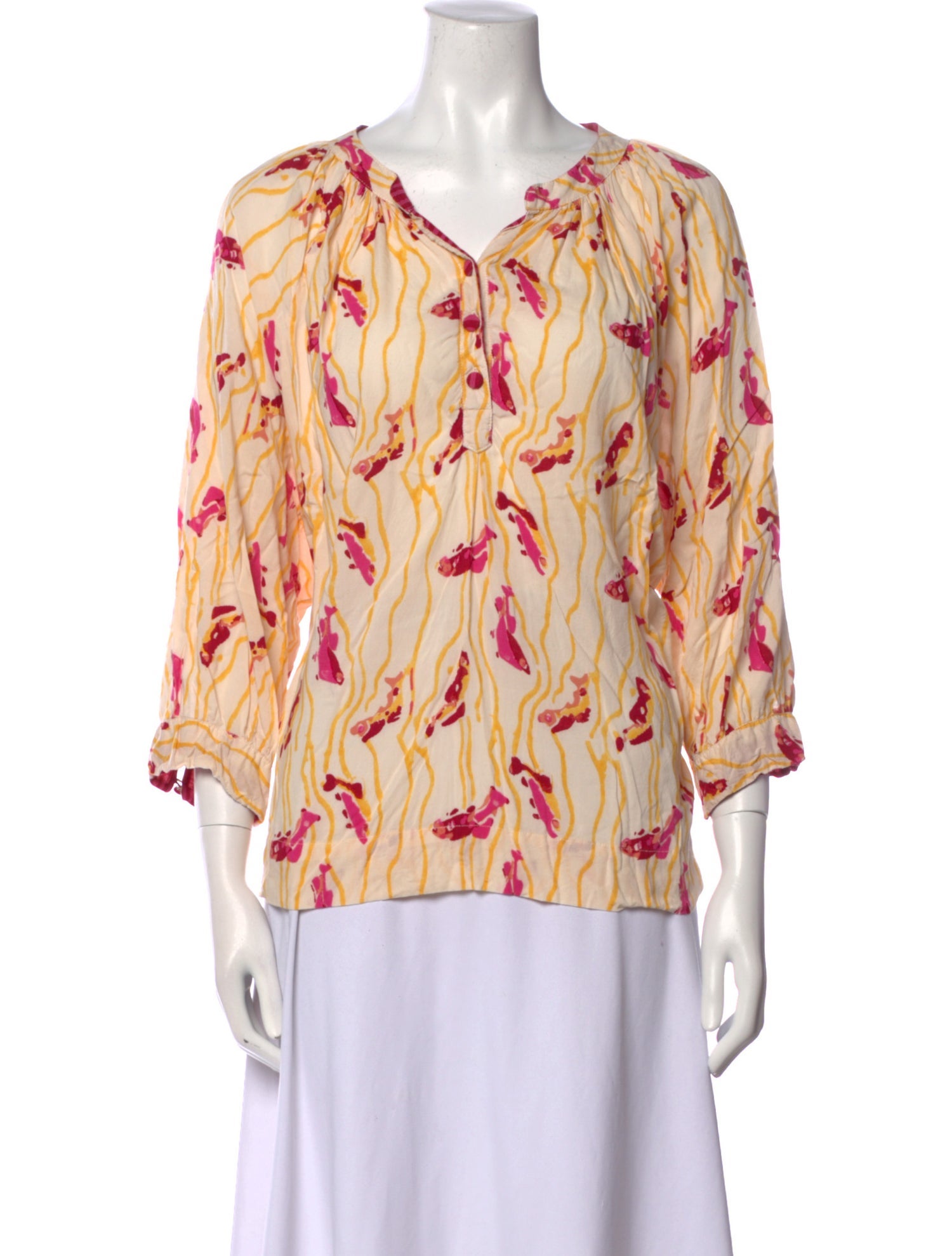 Natalie Martin Printed V-Neck Blouse