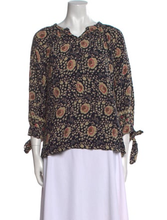 Natalie Martin Floral Print V-Neck Blouse