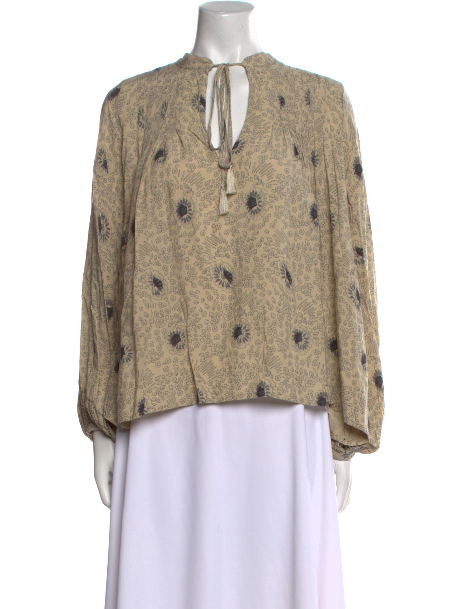 Natalie Martin Printed Tie Neck Blouse