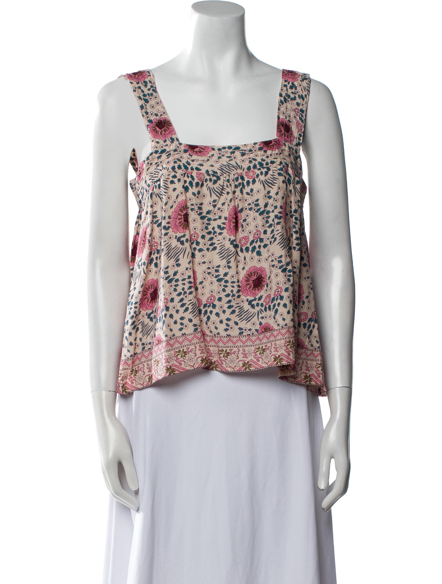 Natalie Martin Floral Print Square Neckline Crop Top