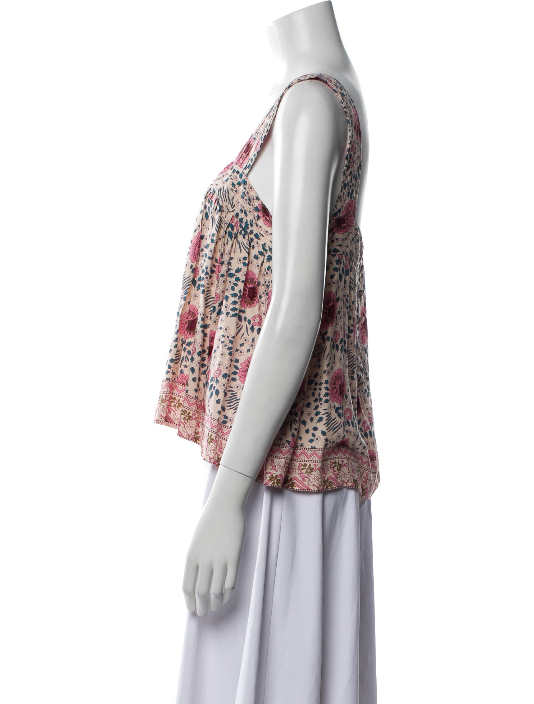 Natalie Martin Floral Print Square Neckline Crop Top