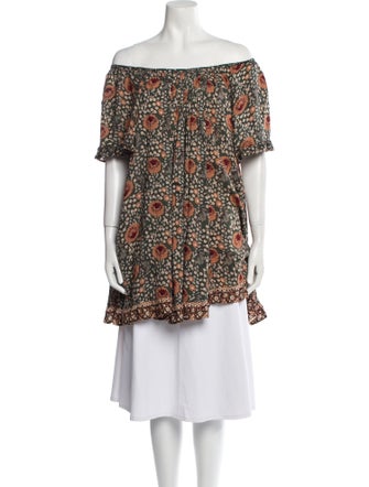 Natalie Martin Floral Print Off-The-Shoulder Tunic