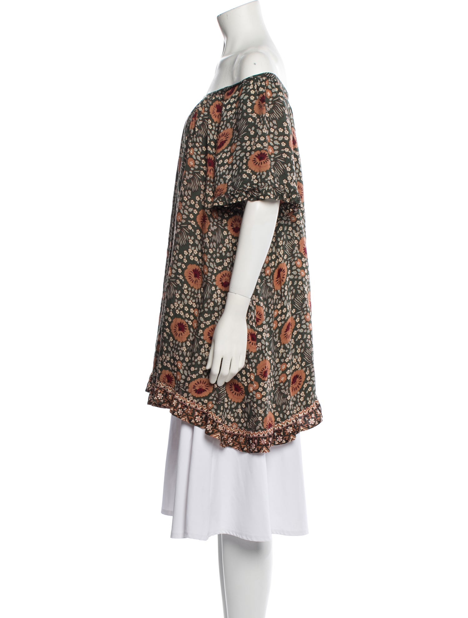 Natalie Martin Floral Print Off-The-Shoulder Tunic