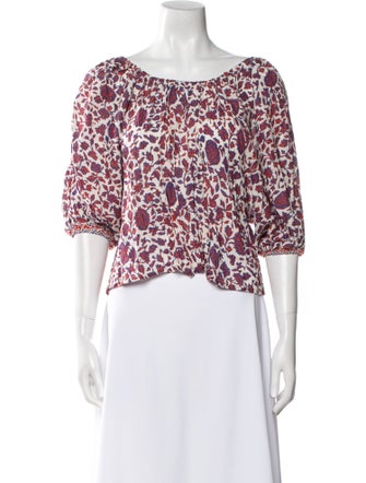 Natalie Martin Floral Print Bateau Neckline Crop Top