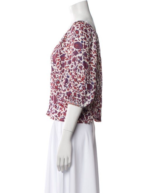 Natalie Martin Floral Print Bateau Neckline Crop Top