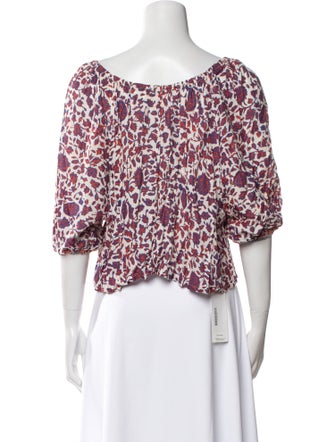 Natalie Martin Floral Print Bateau Neckline Crop Top
