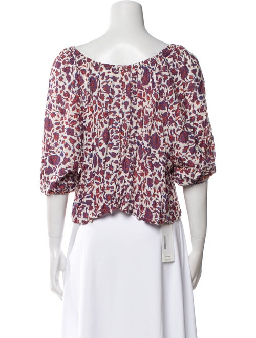 Natalie Martin Floral Print Bateau Neckline Crop Top