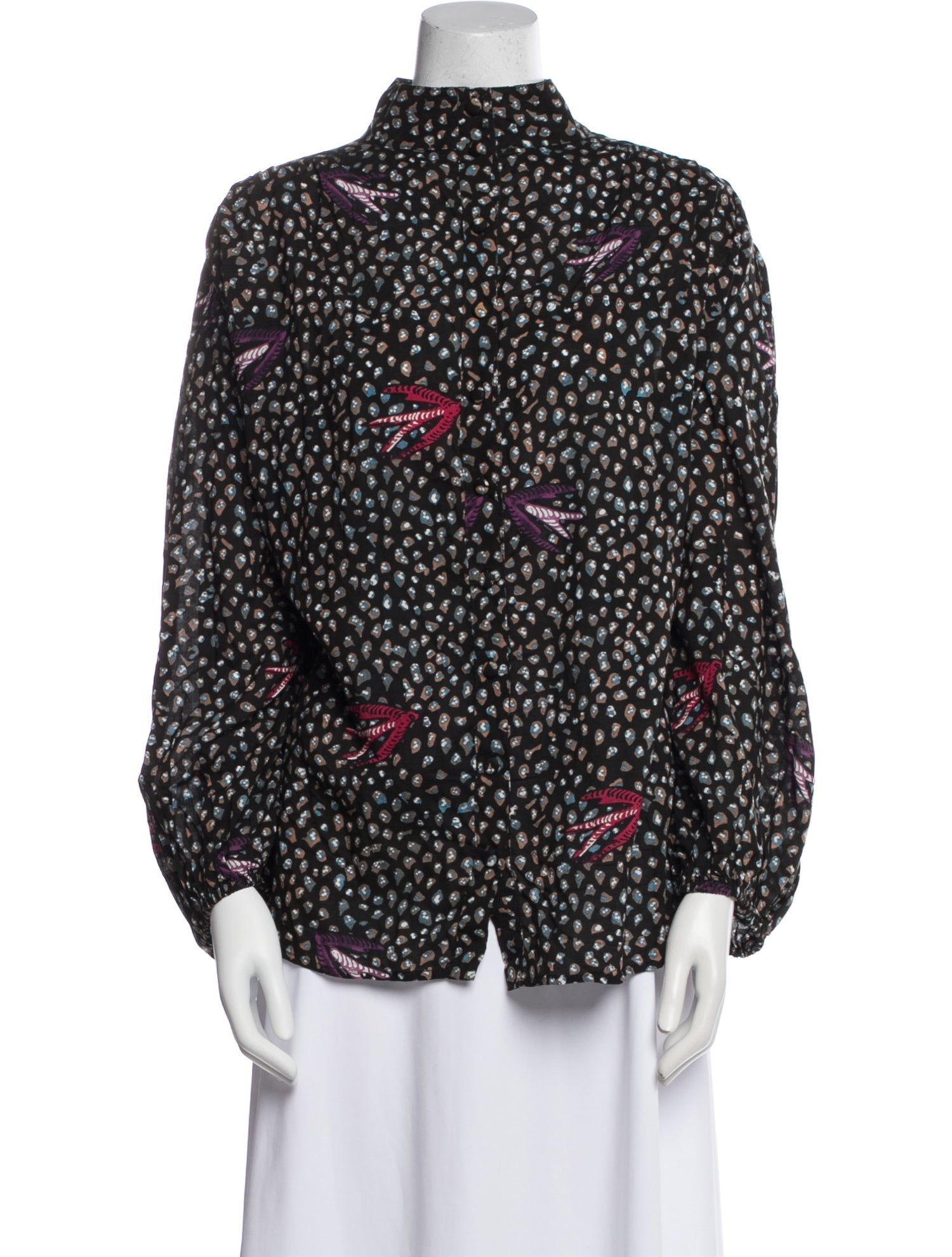 Natalie Martin Floral Print Mock Neck Blouse