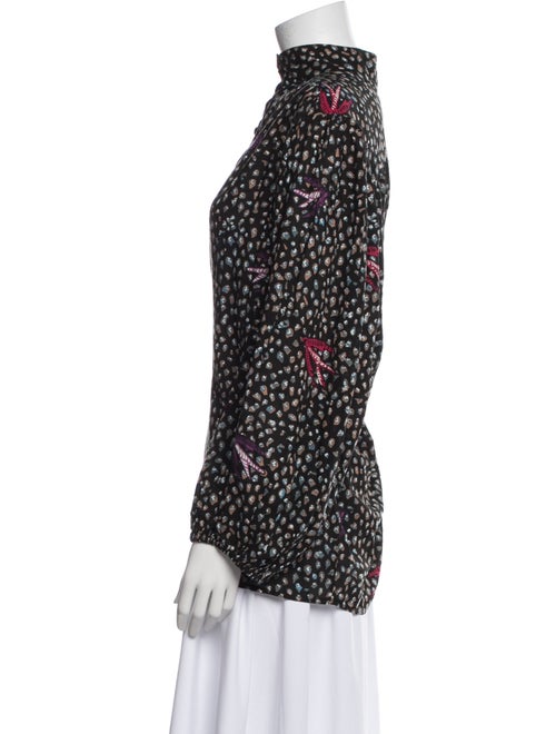 Natalie Martin Floral Print Mock Neck Blouse