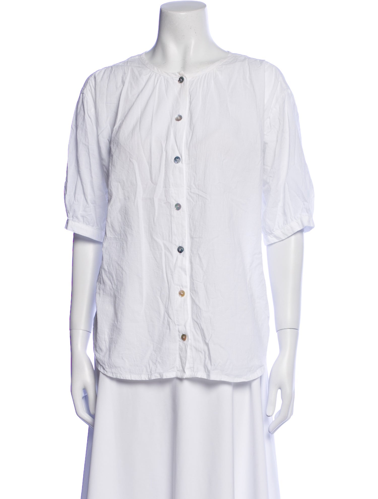 Natalie Martin Three-Quarter Sleeve Button-Up Top