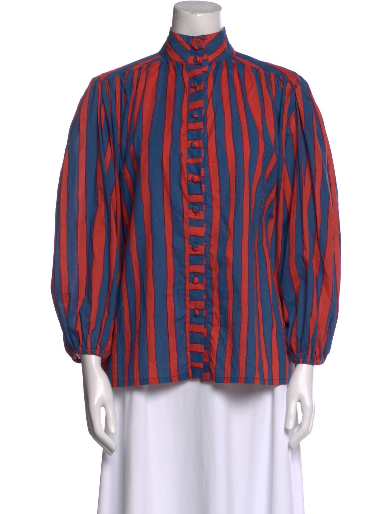 Natalie Martin Striped Mock Neck Blouse