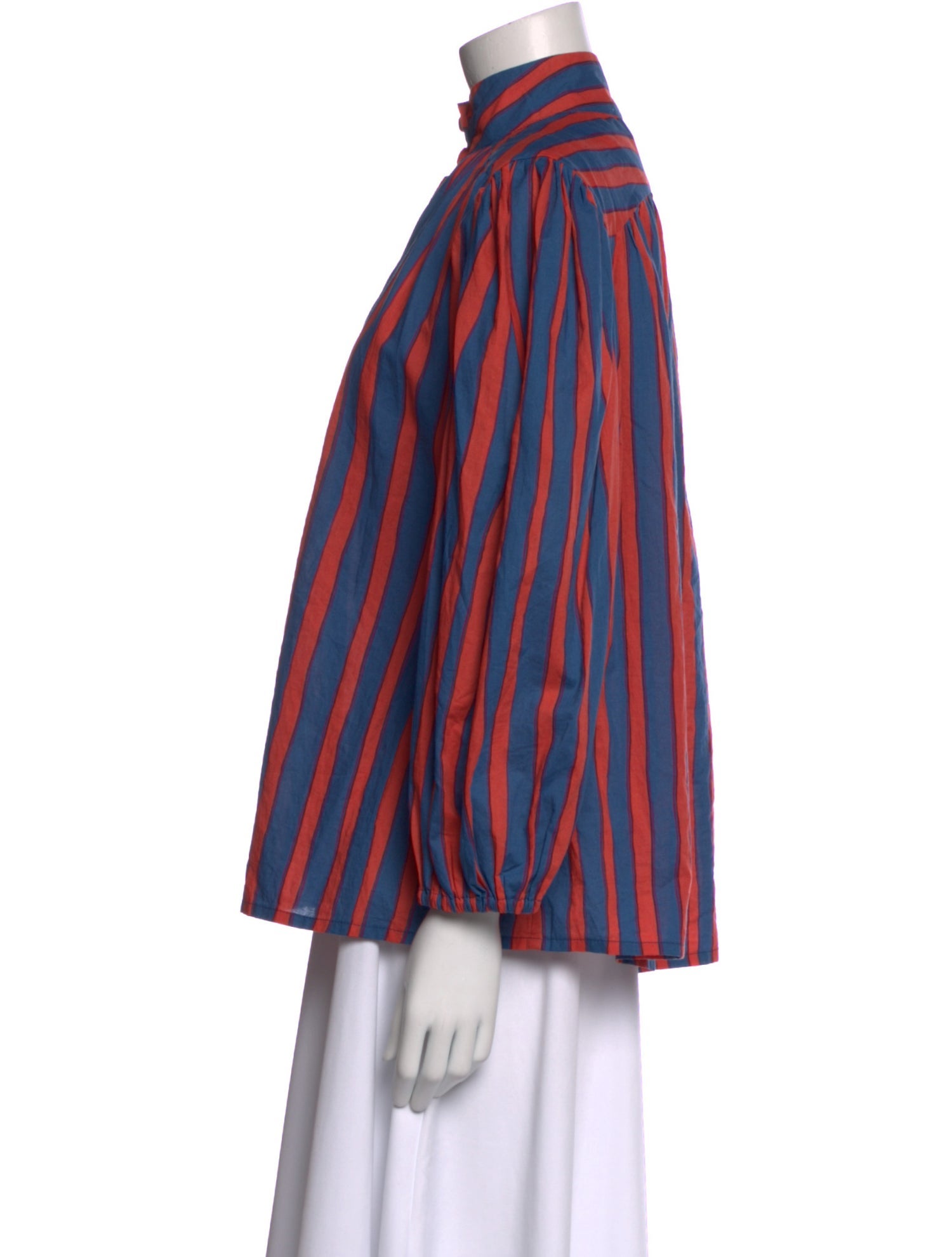 Natalie Martin Striped Mock Neck Blouse