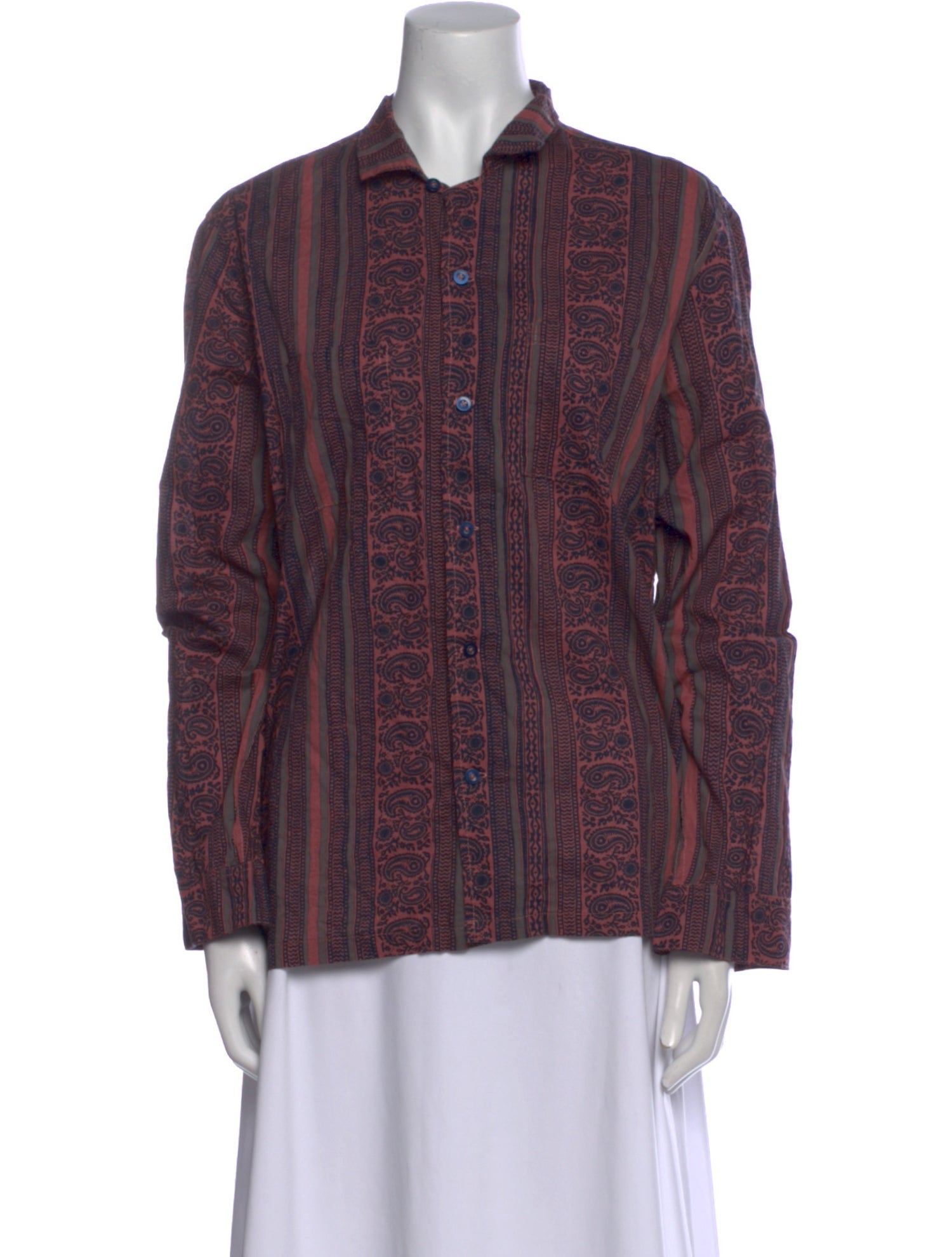 Natalie Martin Printed Long Sleeve Button-Up Top
