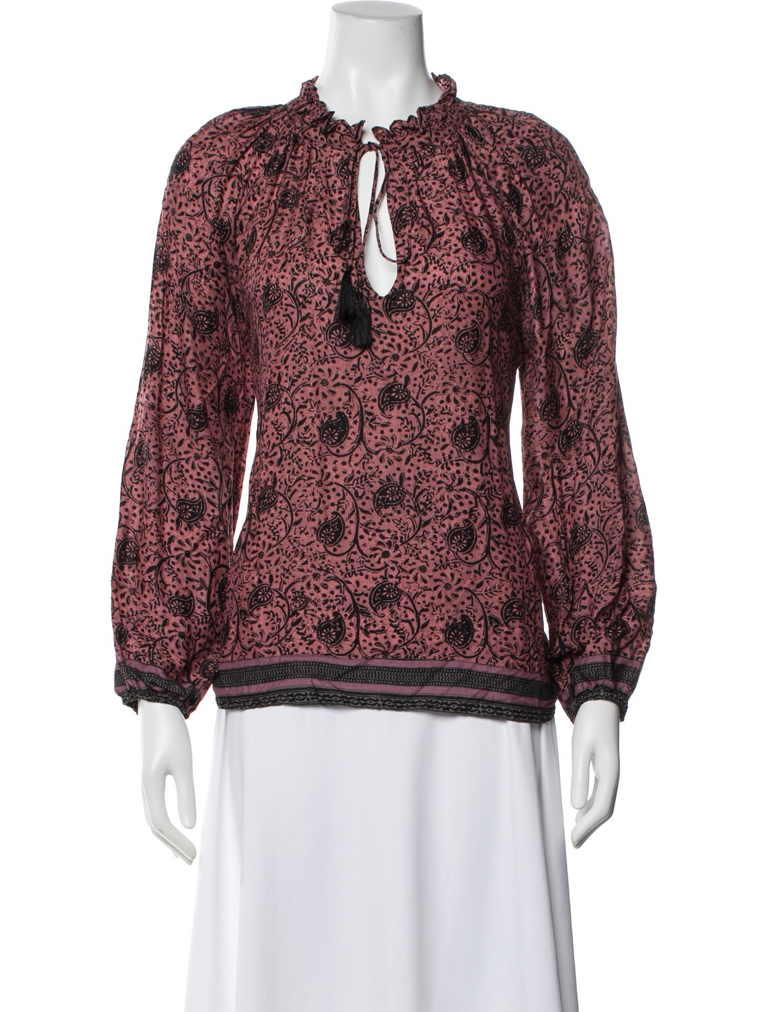 Natalie Martin Printed Tie Neck Blouse