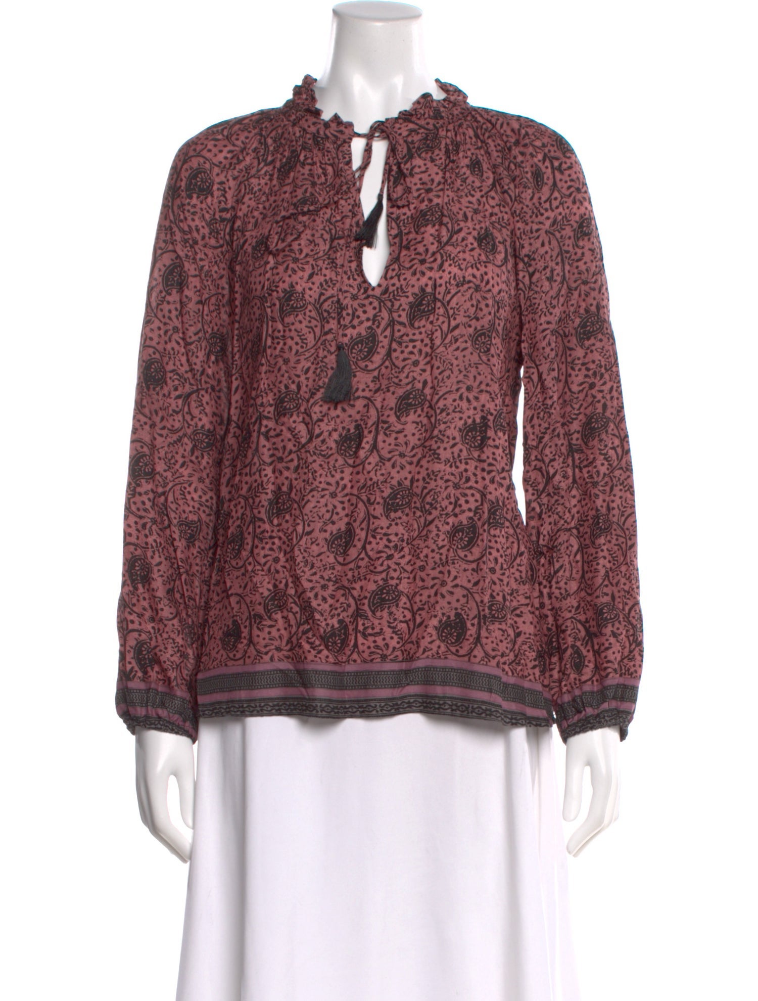 Natalie Martin Paisley Print Tie Neck Blouse