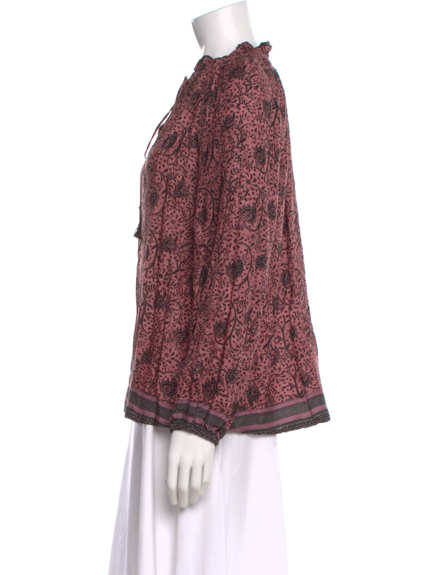 Natalie Martin Paisley Print Tie Neck Blouse