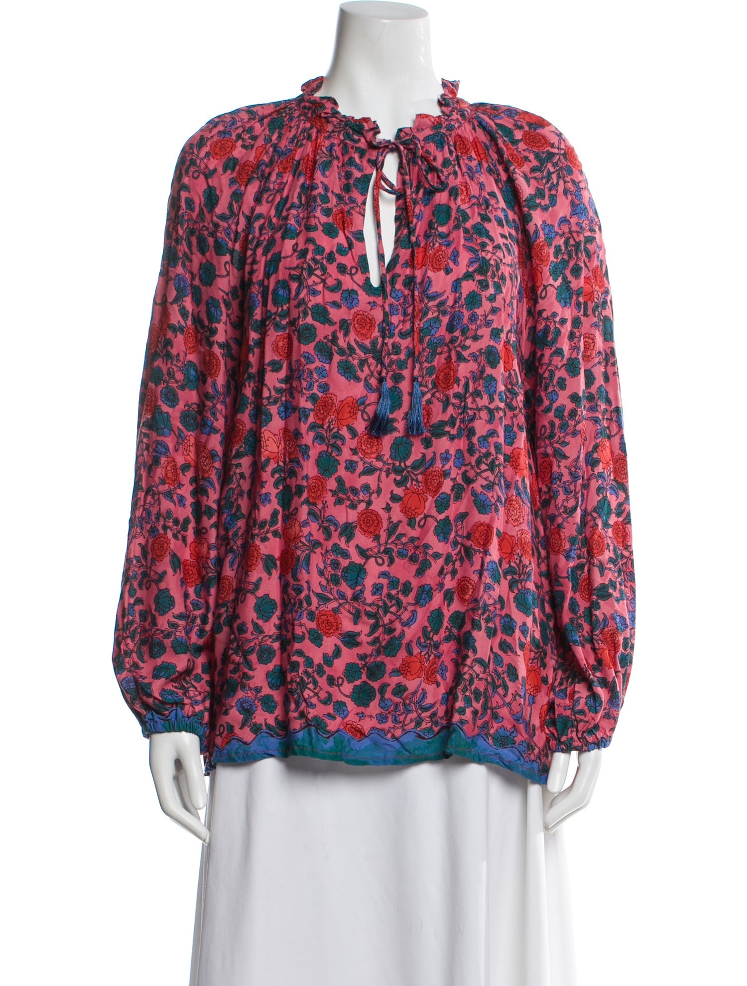 Natalie Martin Floral Print Tie Neck Blouse w/ Tags