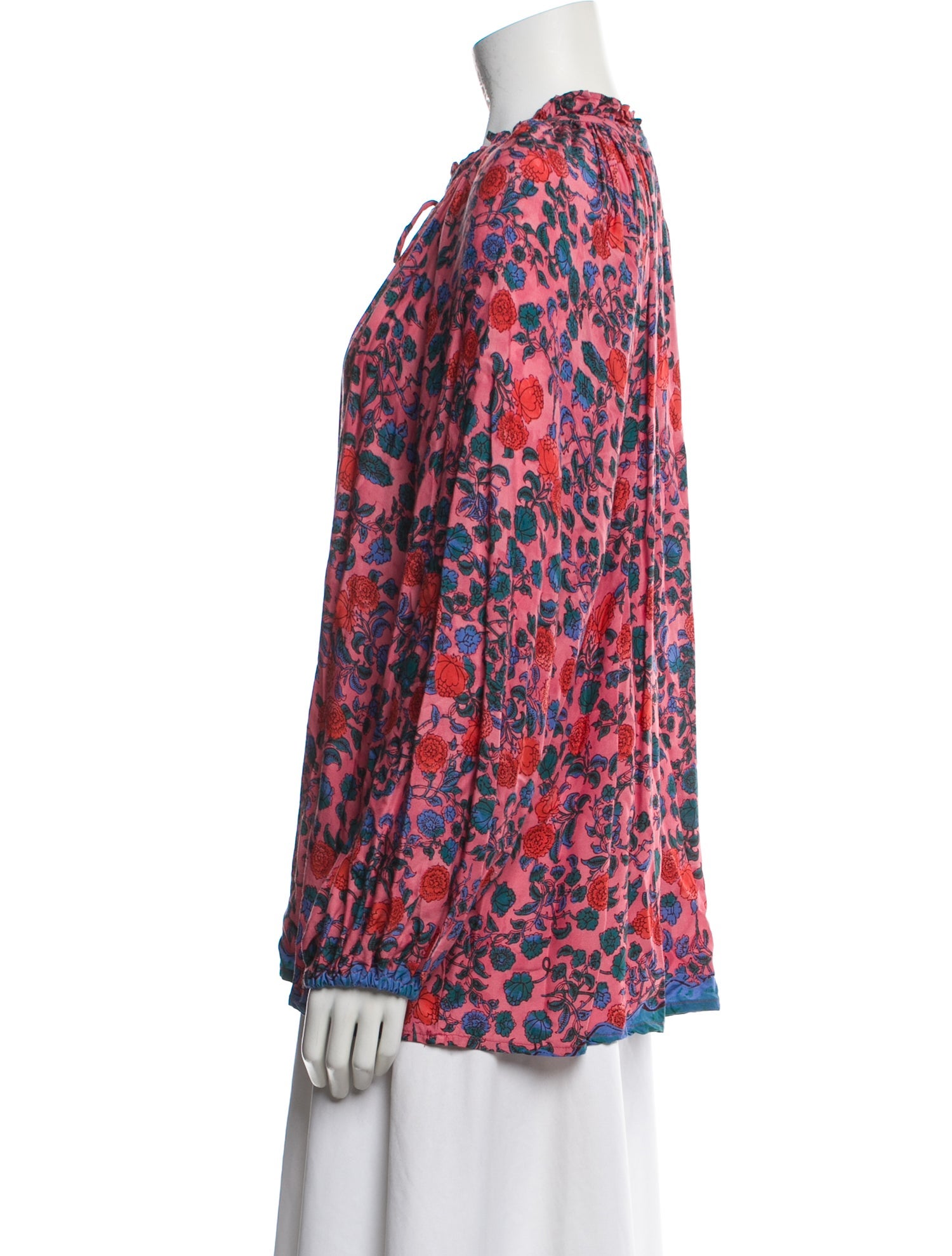 Natalie Martin Floral Print Tie Neck Blouse w/ Tags