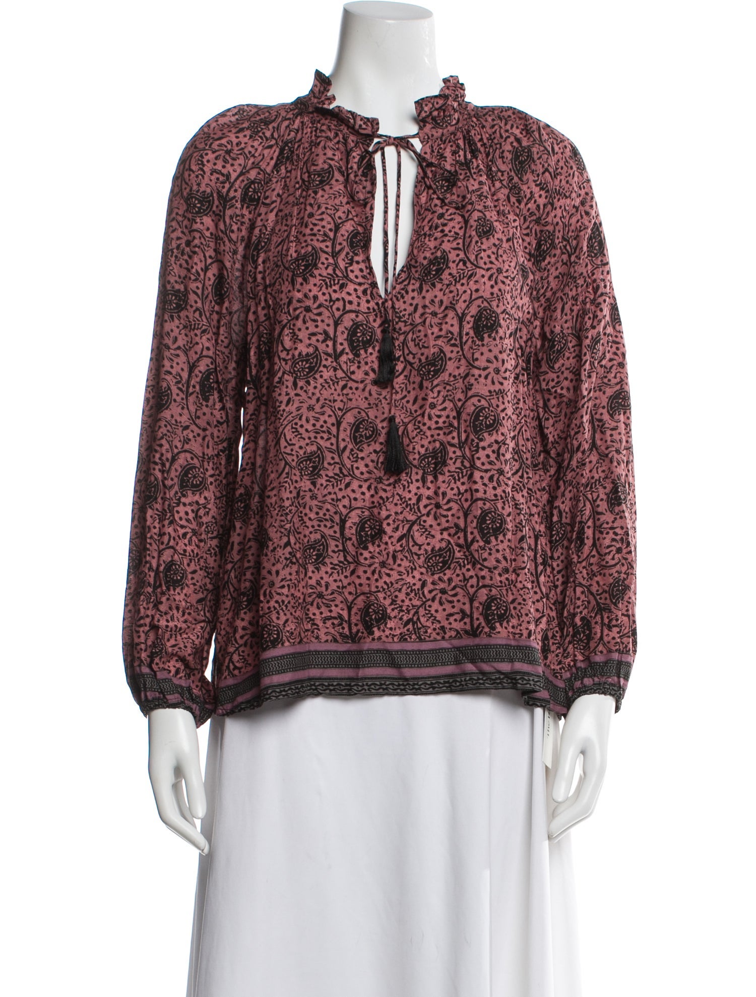 Natalie Martin Paisley Print Tie Neck Blouse w/ Tags