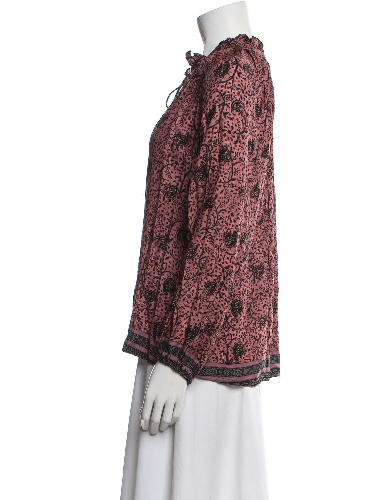 Natalie Martin Paisley Print Tie Neck Blouse w/ Tags