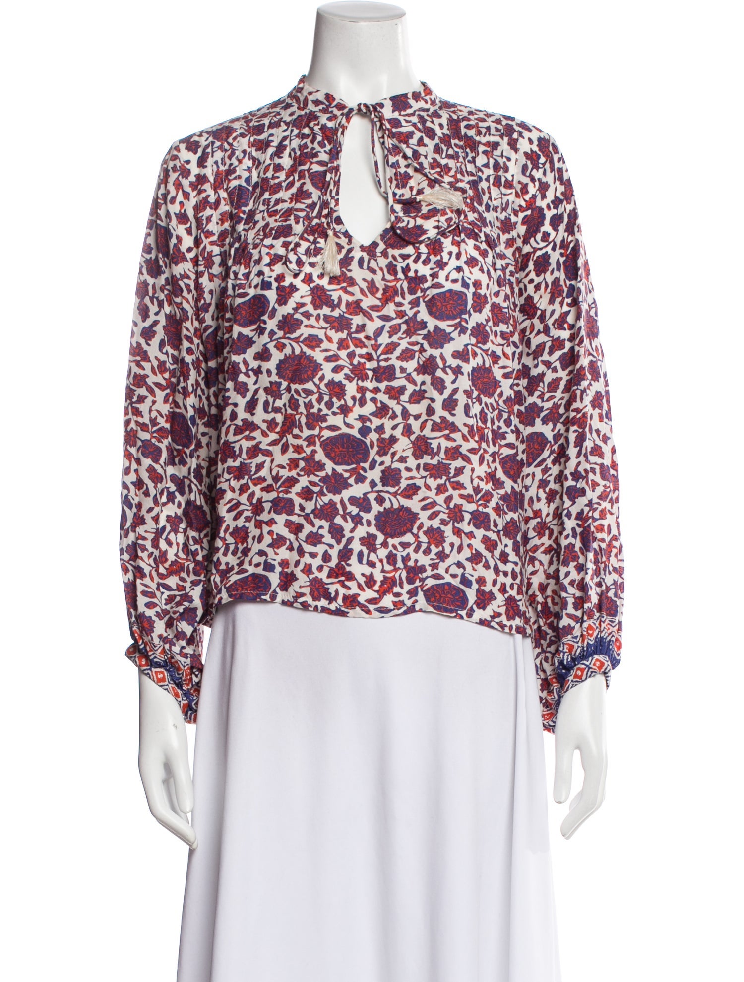 Natalie Martin Floral Print Tie Neck Blouse