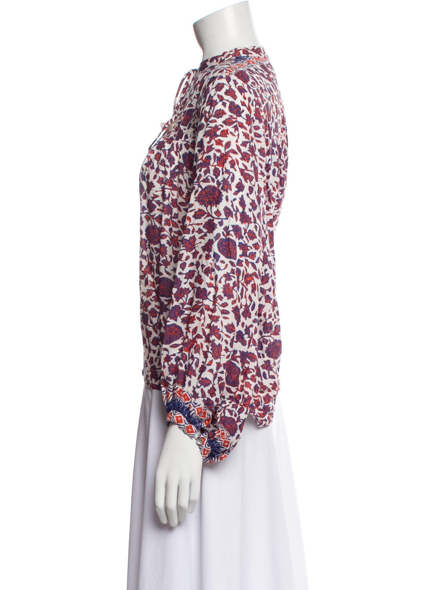 Natalie Martin Floral Print Tie Neck Blouse
