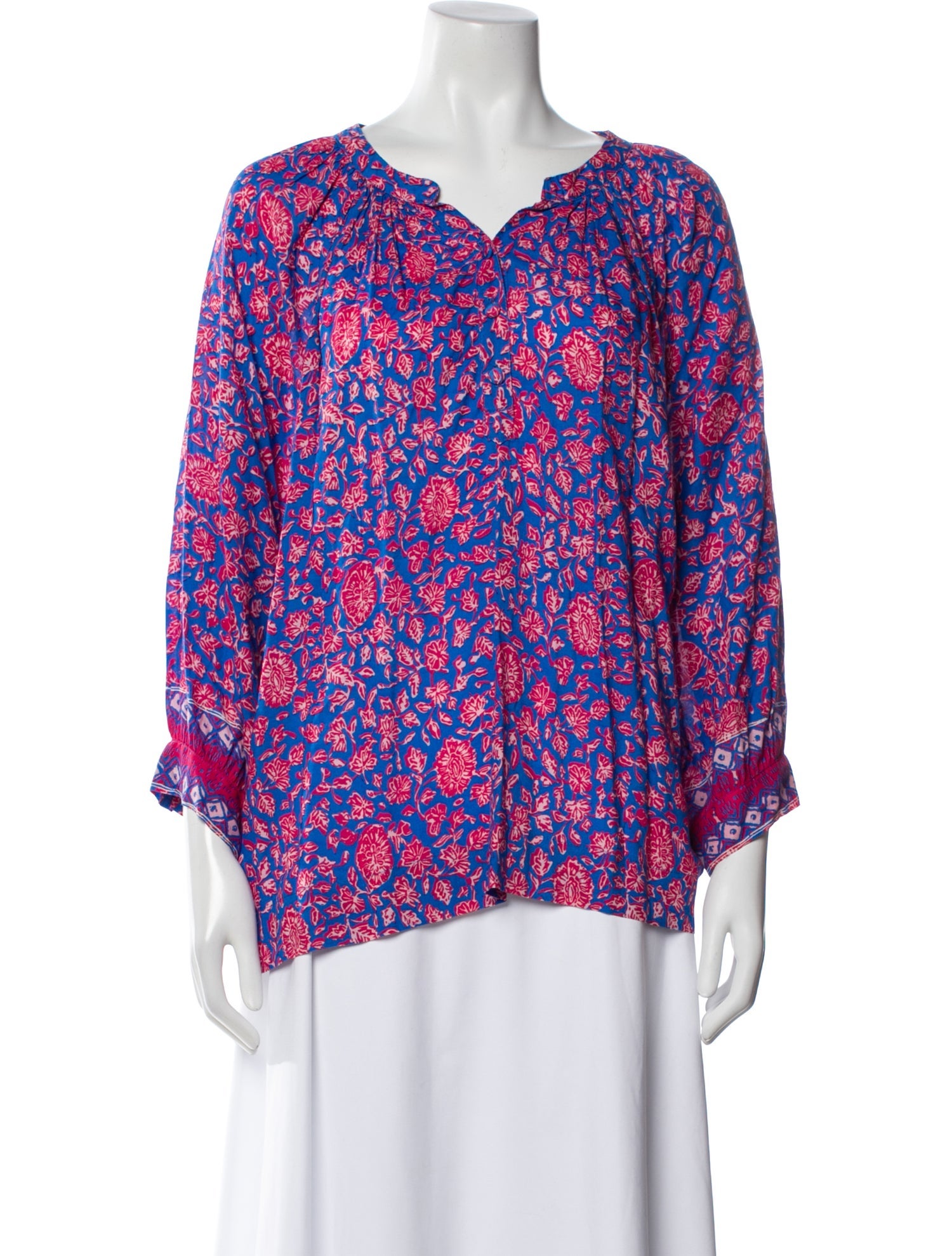 Natalie Martin Floral Print V-Neck Blouse