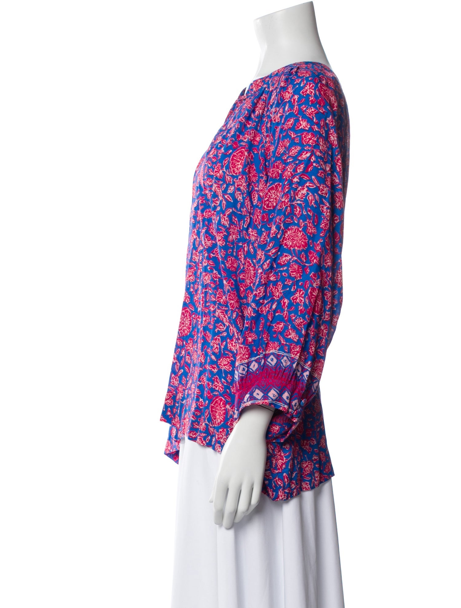 Natalie Martin Floral Print V-Neck Blouse