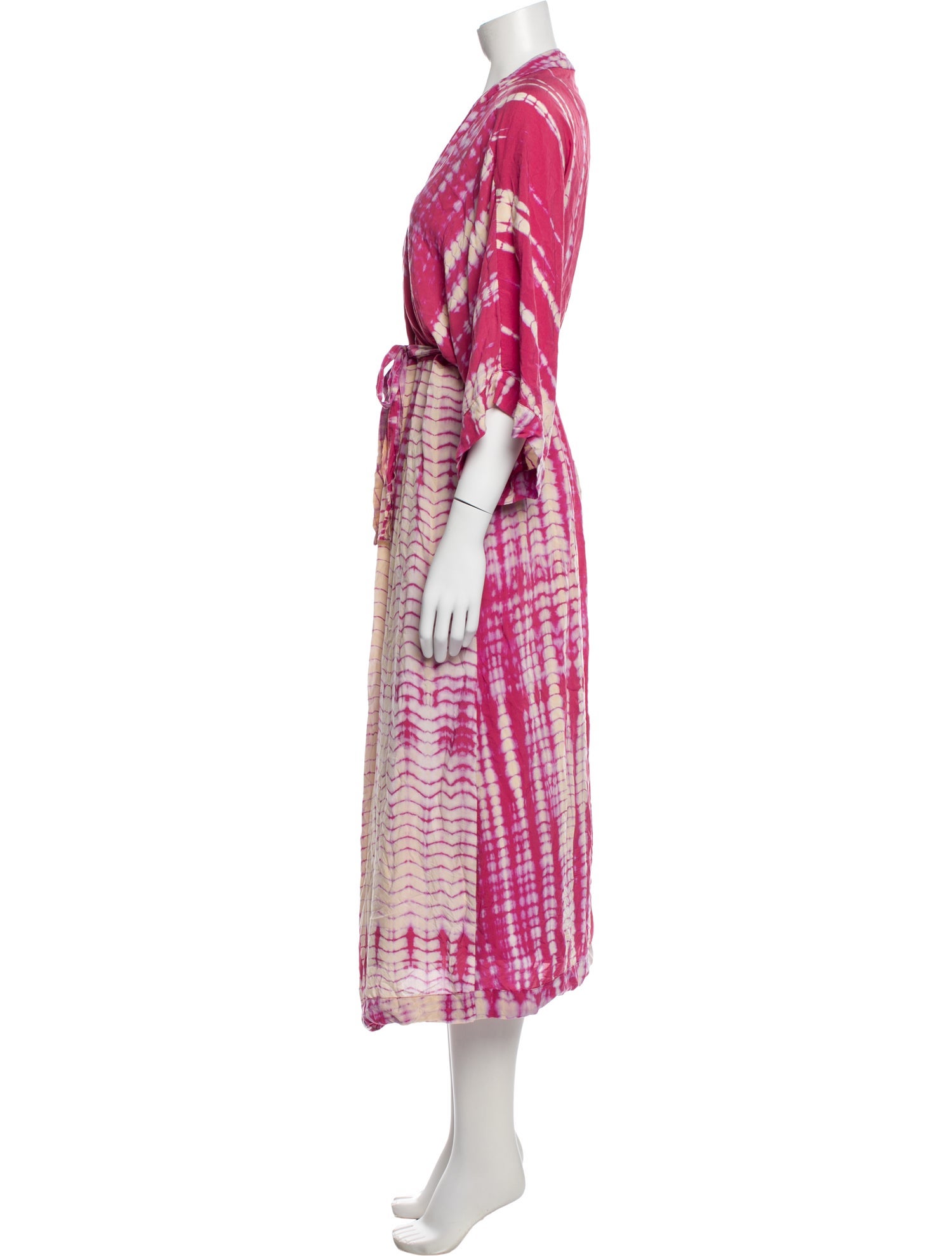 Natalie Martin Tie-Dye Print Pleated Accents Robe