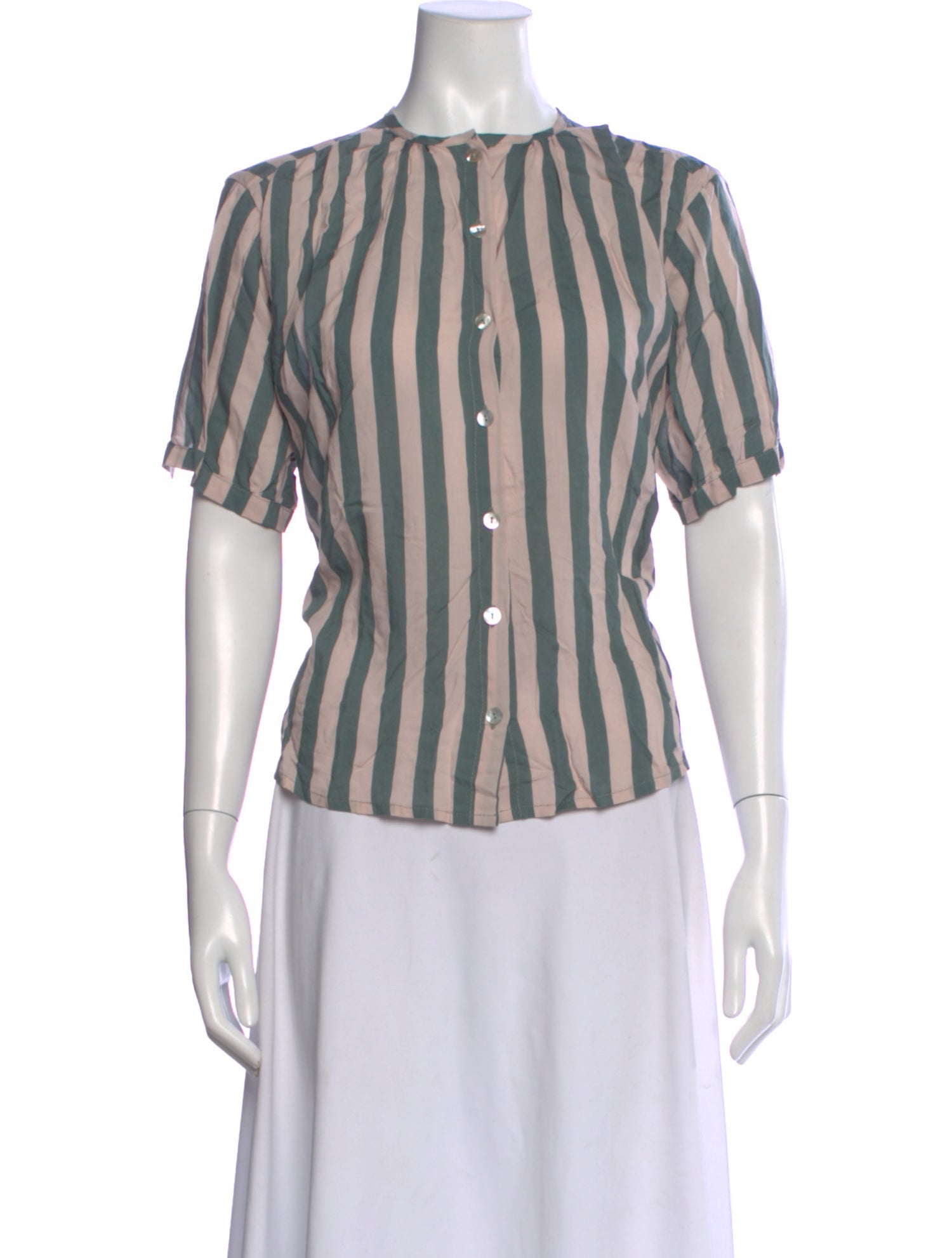 Natalie Martin Striped Short Sleeve Blouse