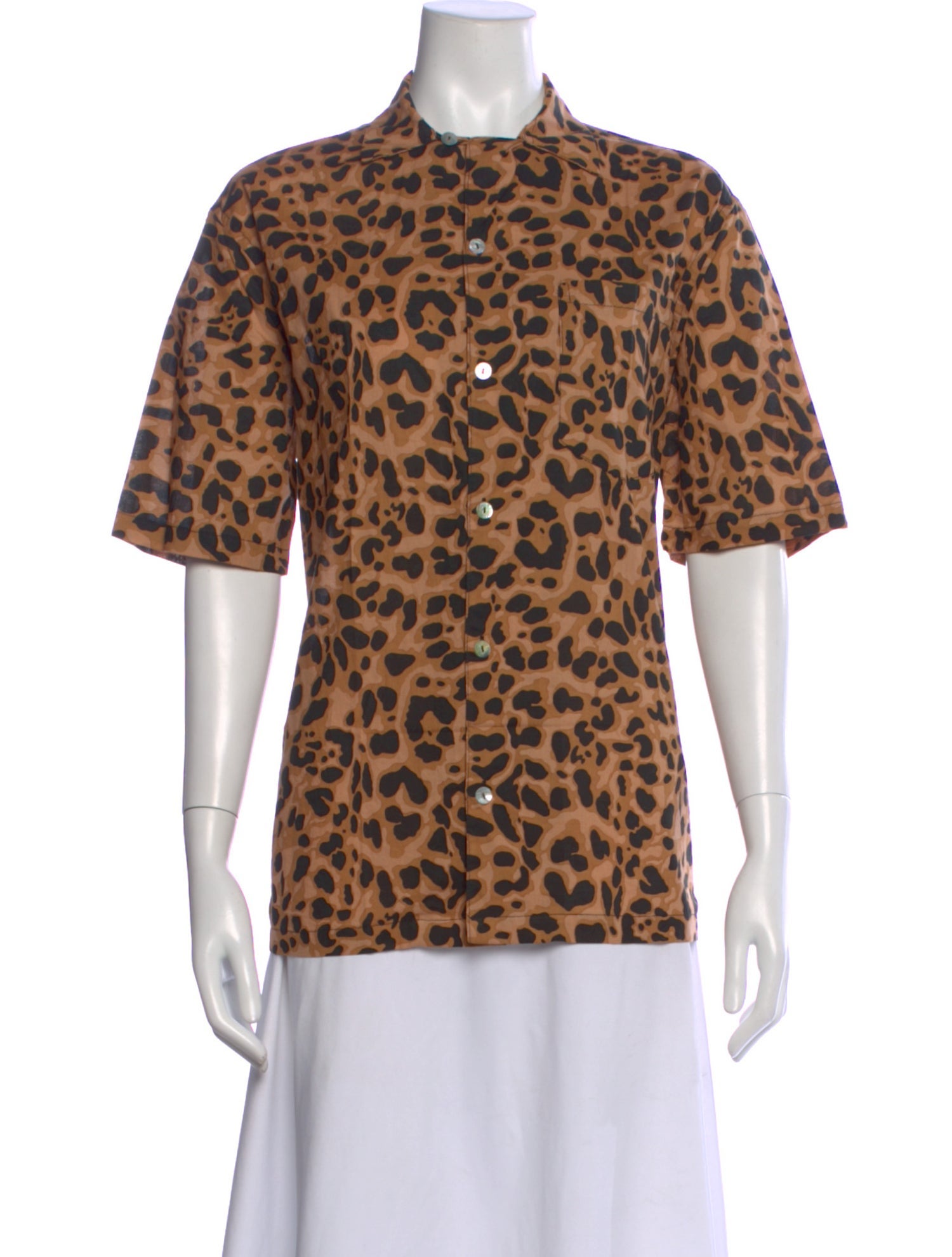 Natalie Martin Animal Print Short Sleeve Button-Up Top