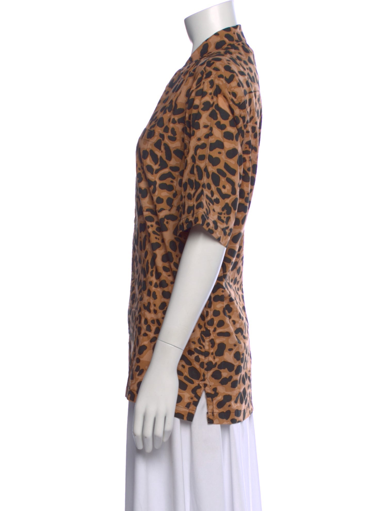 Natalie Martin Animal Print Short Sleeve Button-Up Top