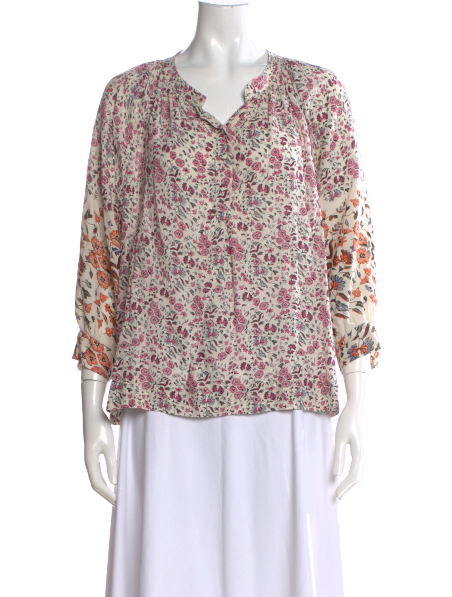 Natalie Martin Floral Print V-Neck Blouse