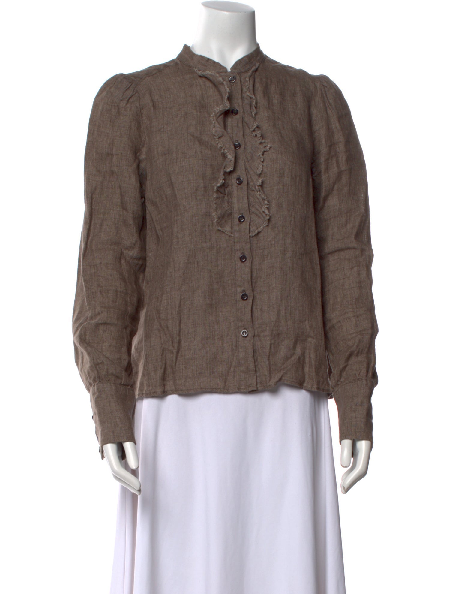 nygårdsanna Linen Mock Neck Button-Up Top