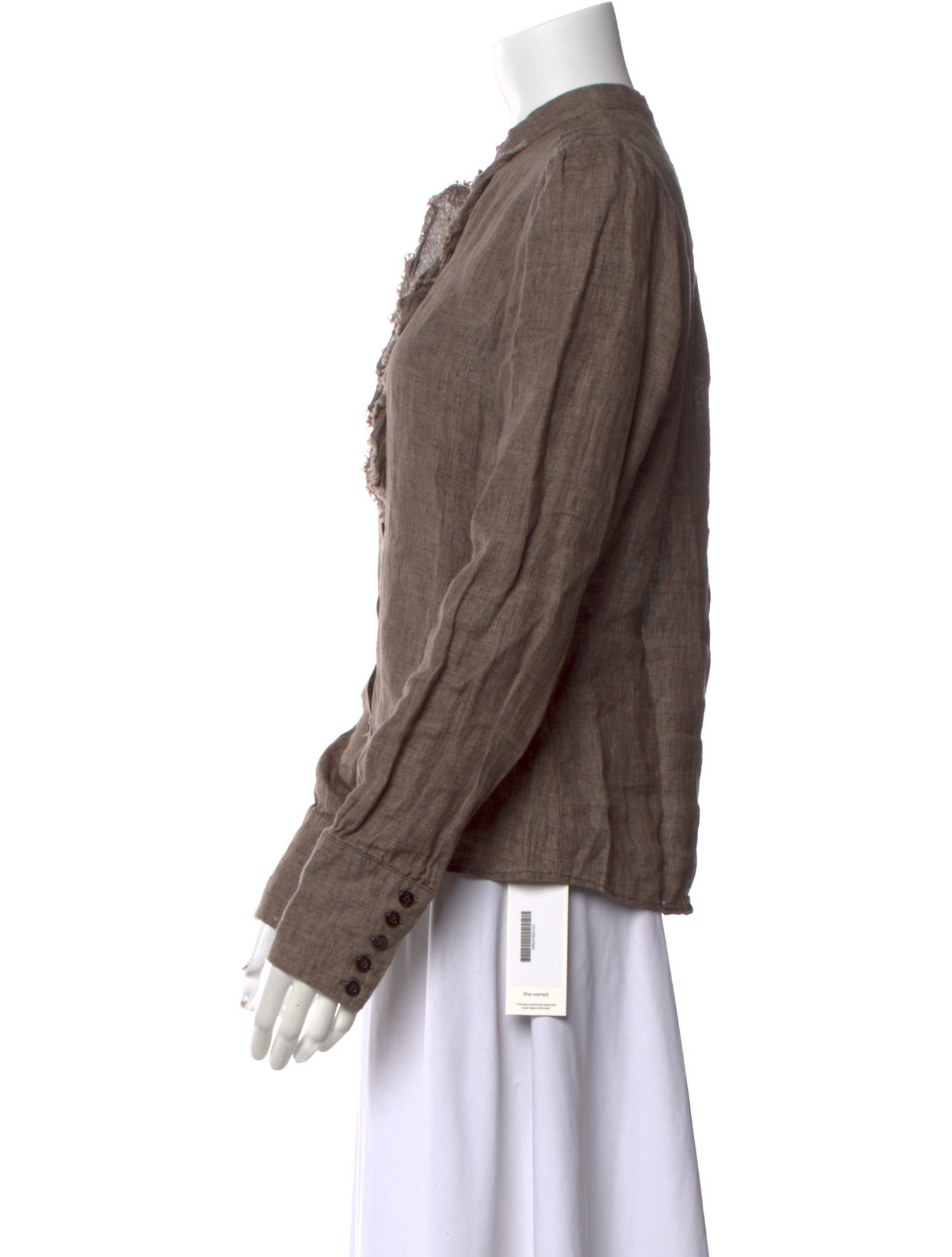 nygårdsanna Linen Mock Neck Button-Up Top