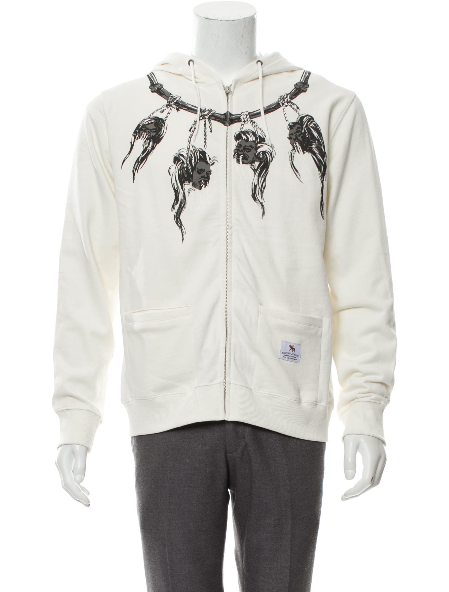 Neighborhood Shrunken Head Zip-Up Hoodie - White Sweatshirts