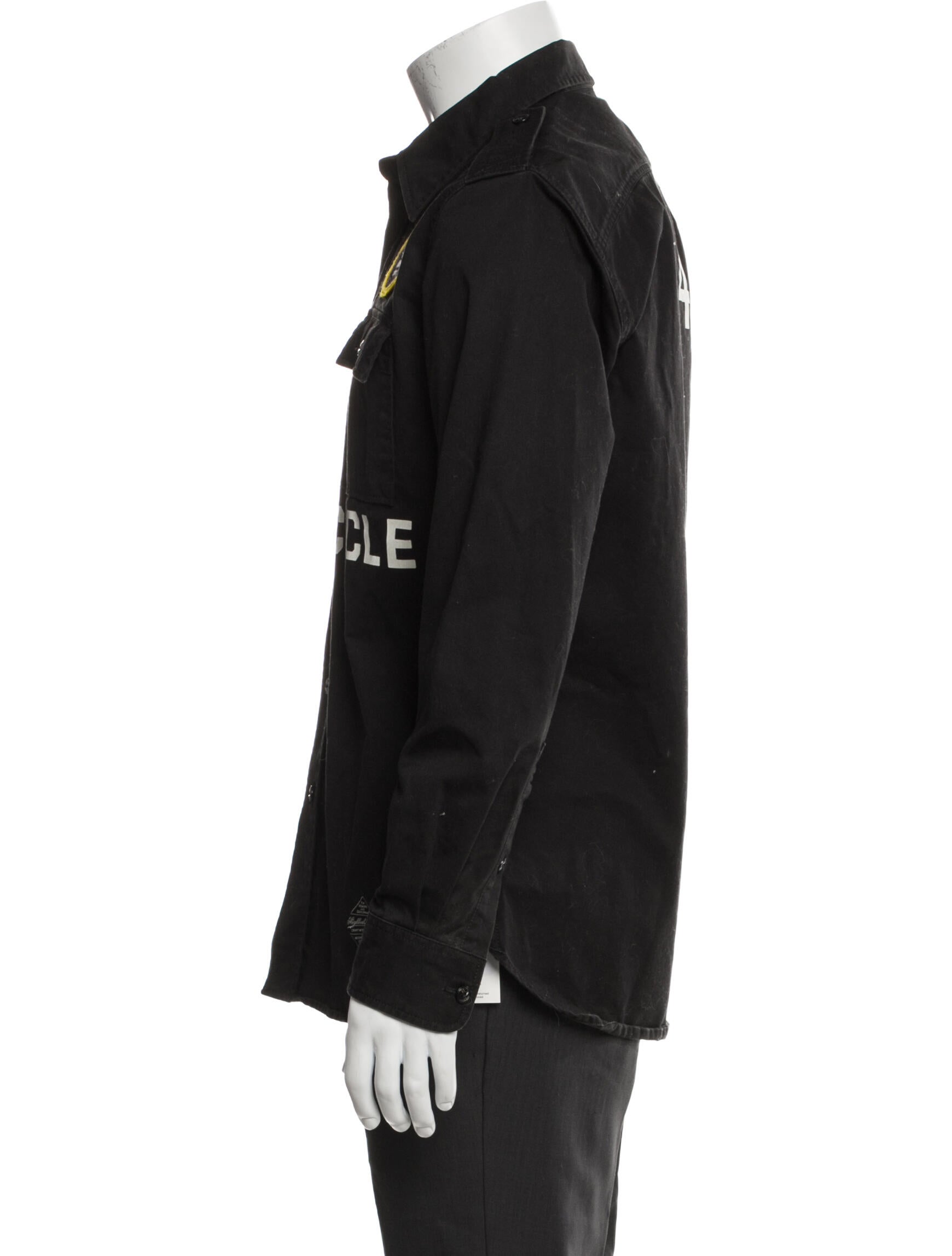 Neighborhood Graphic Print Long Sleeve Denim Shirt