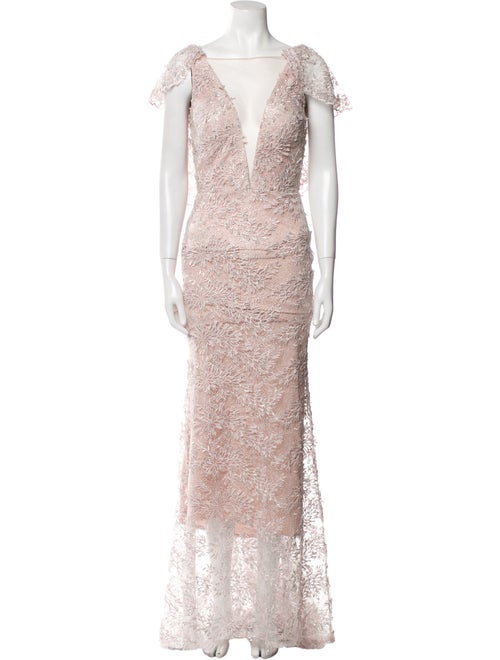 Nicole Bakti Lace Pattern Long Dress