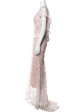 Nicole Bakti Lace Pattern Long Dress