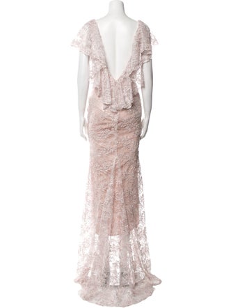 Nicole Bakti Lace Pattern Long Dress