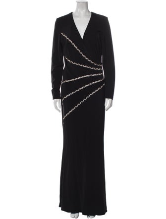 Nicole Bakti Plunge Neckline Long Dress