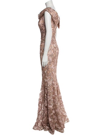 Nicole Bakti Lace Pattern Long Dress