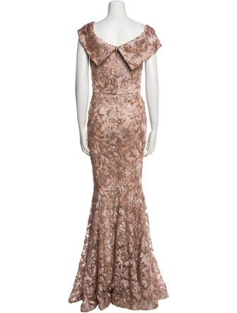 Nicole Bakti Lace Pattern Long Dress