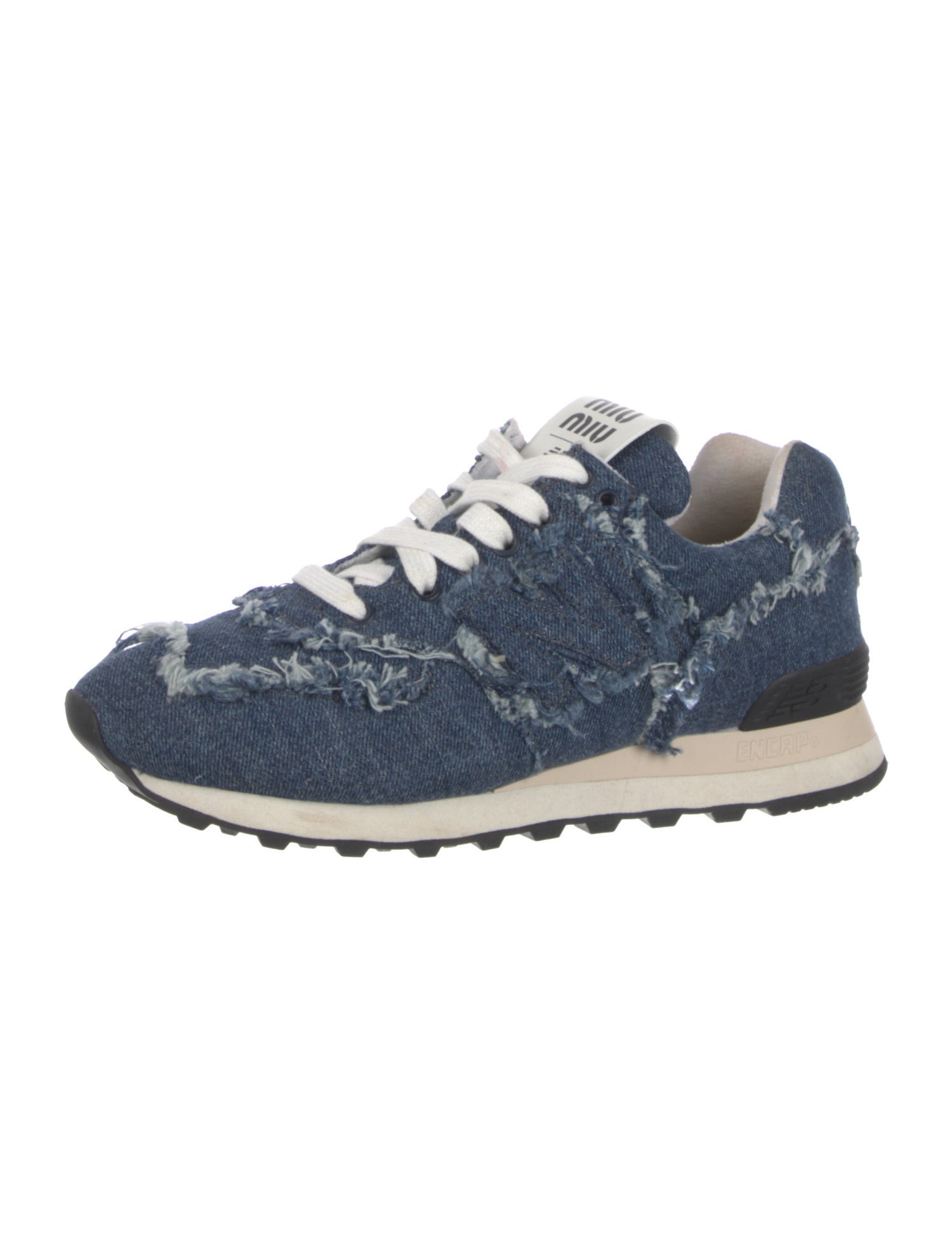 New Balance x Miu Miu Denim Distressed Accents Sneakers