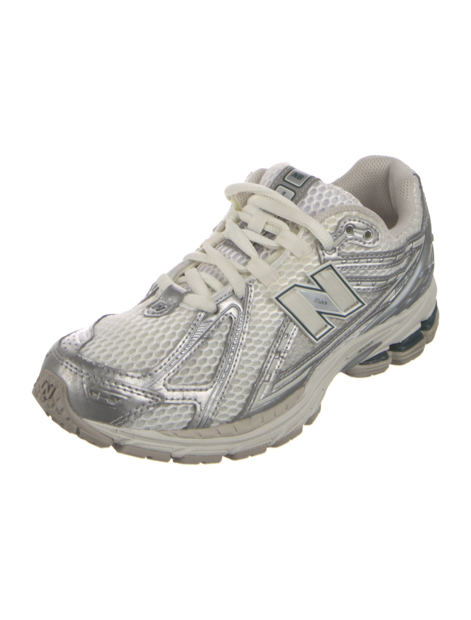 New Balance Mesh Leather Trim Embellishment Athletic Sneakers
