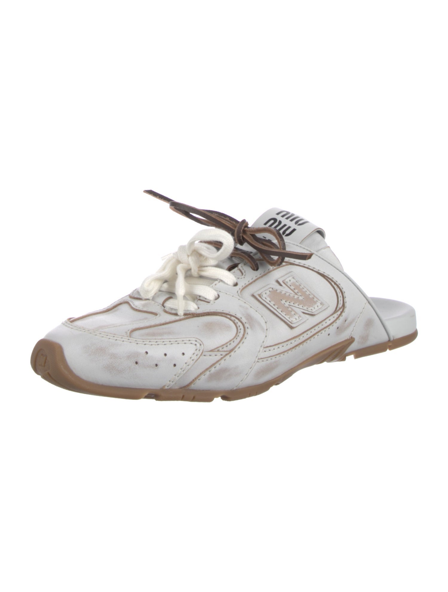 New Balance x Miu Miu Leather Distressed Accents Sneakers