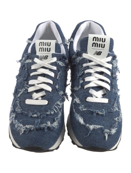 New Balance x Miu Miu Denim Raw-Edge Trim Athletic Sneakers