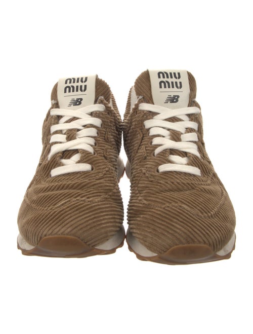 New Balance x Miu Miu 574 Striped Velvet Athletic Sneakers