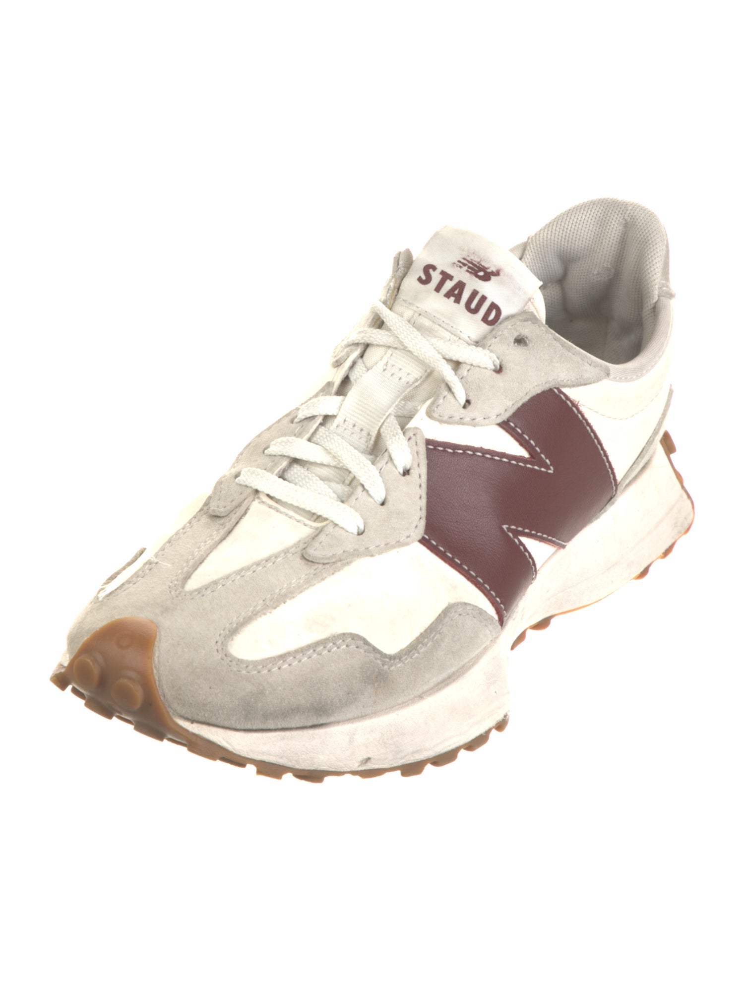 New Balance x Staud Leather Colorblock Pattern Athletic Sneakers