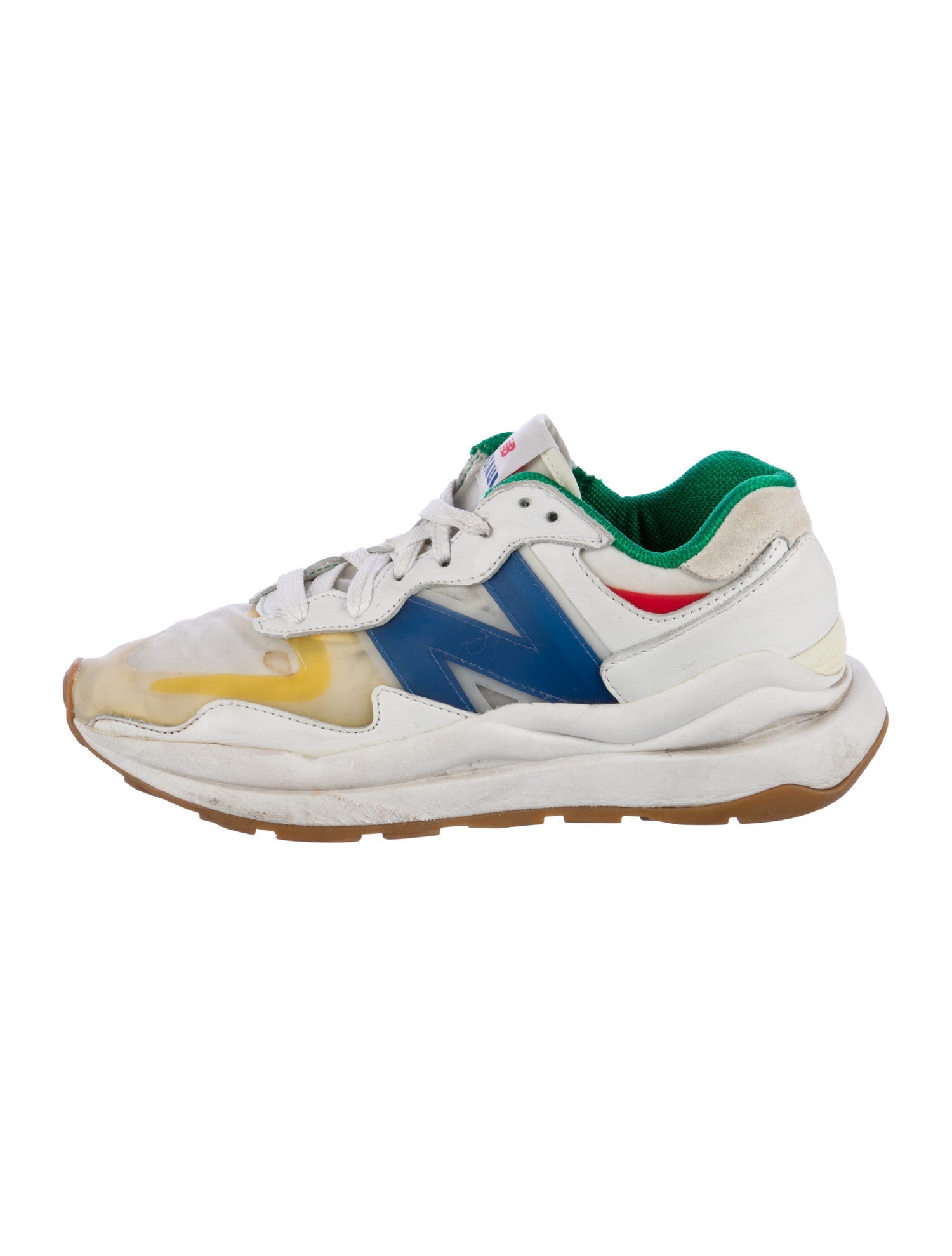 New Balance x Staud Leather Colorblock Pattern Athletic Sneakers